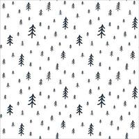 Pine Tree Seamless Pattern. Doodle Style. Simple illustration of Christmas tree. Winter ornament for web, background, gifts wrapping paper, textile, greeting and invitation card decoration and design vector