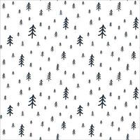 Pine Tree Seamless Pattern. Doodle Style. Simple illustration of Christmas tree. Winter ornament for web, background, gifts wrapping paper, textile, greeting and invitation card decoration and design vector