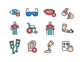 People with Disabilities Icon Set vector