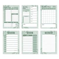 Monochrome Journal Planner with Leaves Background vector
