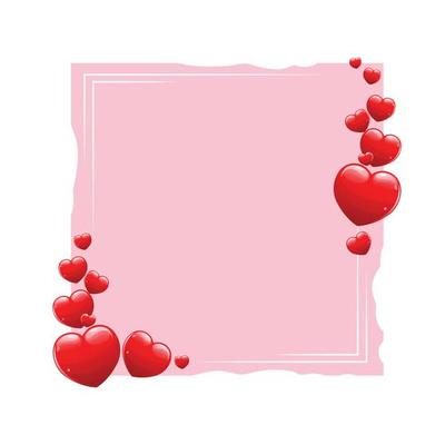 blank frame template with red hearts vector