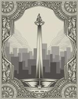 Illustration Monas jakarta landmark icon vector