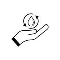 Water management line icon, hand and drop water  icon.  Design template vector