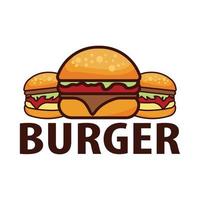deliciosa hamburguesa icono plano e inscripción de letras. vector de plantilla de diseño