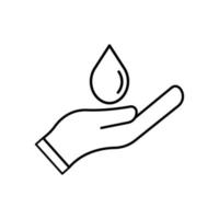 Water management line icon, hand and drop water  icon.  Design template vector