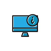 Monitor and information flat icon. Design template vector