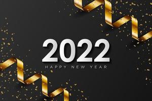 Fondo de tarjeta de felicitación de año nuevo 2022 con confeti vector