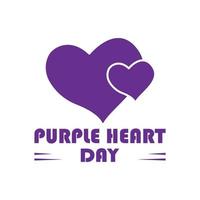 Purple heart day Icon  with text. heart symbol. Design template vector