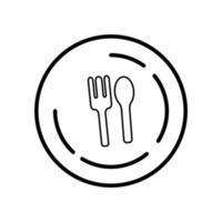 símbolo de restaurante, icono de línea de cuchara y tenedor. vector de plantilla de diseño