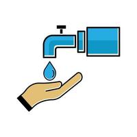 icono plano de gestión de agua, icono de mano y gota de agua. vector de plantilla de diseño