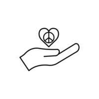 Peace line symbol. hand and love in peace icon. Design template vector