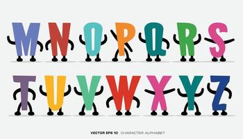 Set of alphabet letters with colorful designs and characters. vector