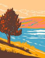 curt gowdy state park con granite springs reservoir en los condados de albany y laramie wyoming wpa poster art vector