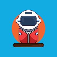 Astronaut reading a book. cartoon character illustration flat style. suitable for education illustration, Prints design, children book, children t shirt etc. design template vector