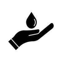 icono de gestión de agua, icono de mano y gota de agua. vector de plantilla de diseño