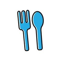 símbolo de restaurante, icono plano de cuchara y tenedor. vector de plantilla de diseño