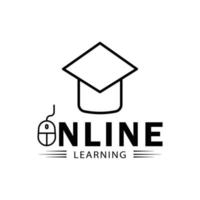 Online learning line symbol with writing. Design template vector