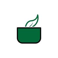 Leaf and bowl flat icon. vegetarian icon. Design template vector