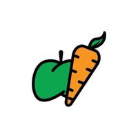 icono plano de zanahoria y manzana. icono vegetariano. vector de plantilla de diseño