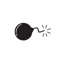 bomb with burning wick on a white background hand drawn doodle cartoon style vector