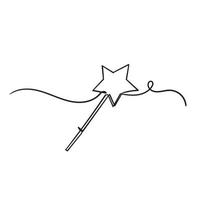 Hand Drawn magic wand doodle Sketch style icon. Decoration element. Isolated on white background. vector