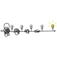 Simplifying the complex with bulb idea illustration doodle vector