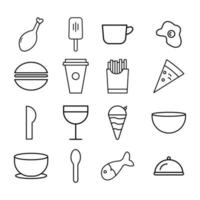 icono de línea de conjunto de comida y bebida. vector de plantilla de diseño