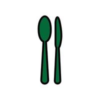 Knife and spoon flat icon. Design template vector