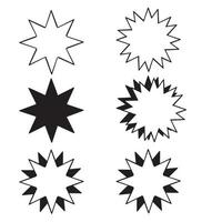 iconos de estrellas. destellos, explosión brillante. estrella de símbolos vectoriales con estilo de arte de línea de doodle dibujado a mano aislado sobre fondo blanco vector