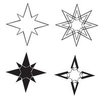 iconos de estrellas. destellos, explosión brillante. estrella de símbolos vectoriales con estilo de arte de línea de doodle dibujado a mano aislado sobre fondo blanco vector