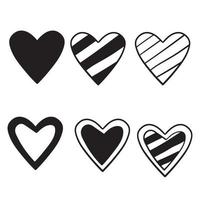colección de iconos de corazón con vector de estilo doodle dibujado a mano aislado en blanco