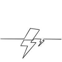 hand drawn doodle lightning thunder strike illustration with single line vector