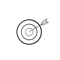 flecha de icono de destino con vector de estilo doodle dibujado a mano