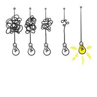 Simplifying the complex with bulb idea illustration doodle vector