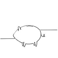 Piggy Bank icon design template with hand drawn continuous line style vector