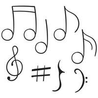 music note doodle handdrawn cartoon vector