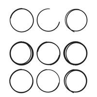 Hand drawn circle line sketch set. Vector circular scribble doodle round circles for message note mark design element. Pencil or pen graffiti bubble or ball draft illustration.with unique doodle style