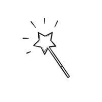 Hand Drawn magic wand doodle Sketch style icon. Decoration element. Isolated on white background. vector