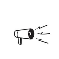 Loud Speaker Icon, Megaphone Icon Vector Illustration In hand drawn doodle Style Eps10