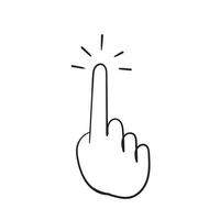 Clicking hand linear icon handdrawn doodle style vector