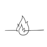 handdrawn fire icon illustration with single line style vector