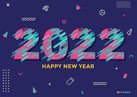 Happy New Year 2022 greeting card with paper-cut snowflakes. Vector confetti decoration pattern of color multilayer numbers for Christmas holiday celebration background