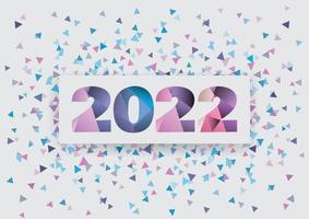 Beautiful Happy New Year 2022. Modern design with colorful confetti background, vector illustration