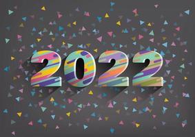 New Year 2022 calendar cover with paper cut layers. 3D carving vector. calligraphic numbers cut of origami paper. New Year text papercut vector design in pink yellow blue