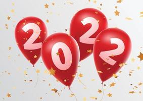 New Year Concept. Red Christmas Balloons with 2022 Sign on a white background vector
