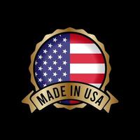 Gold Badge Stamp Label Button Made in usa vector