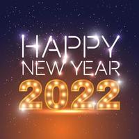 Realistic Happy New Year 2022 background design for greeting cards, poster, Banner, Vector illustration. Isolated on Black background