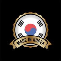 botón de etiqueta de sello de insignia de oro hecho en corea vector