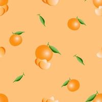 juicy repeat pattern created with tangerine fruit, tangerine fruit seamless pattern created on flat colored background. vector