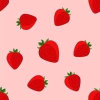 strawberry repeat pattern, Fruity repeat pattern vector illustration created with strawberry fruit on light red background.